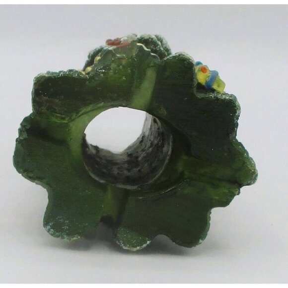 Vtg Christmas Tree Ceramic Candle Holder 4" Decor With Gifts & Star Accent - Picture 3 of 4